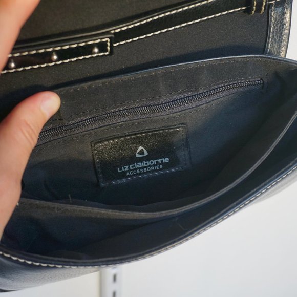 💚 VINTAGE LIZ CLAIBORNE Black Mini Crossbody Bag (OS) - Picture 6 of 15